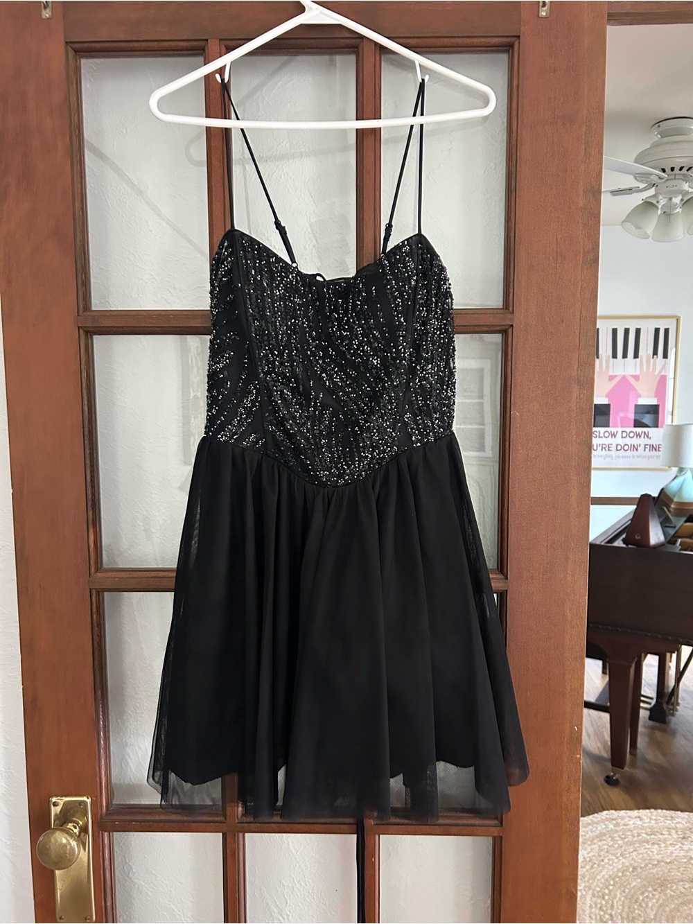 Black Sequin Bodice Homecoming Dress